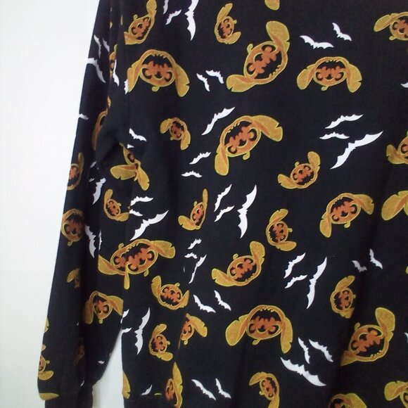 Disney Stitch Sweatshirt Juniors XS Long Sleeve Halloween Pumpkin Black Orange - Picture 6 of 15